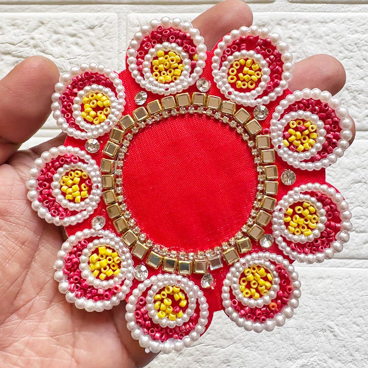 Beaded Rhinestones Flower Shape Patch Pack Of 4 For Tealight, DIY Art &amp; Crafts