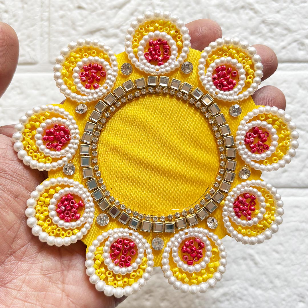 Beaded Rhinestones Flower Shape Patch Pack Of 4 For Tealight, DIY Art &amp; Crafts