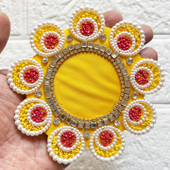 Beaded Rhinestones Flower Shape Patch Pack Of 4 For Tealight, DIY Art &amp; Crafts