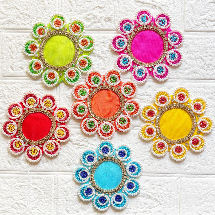 Beaded Rhinestones Flower Shape Patch Pack Of 4 For Tealight, DIY Art &amp; Crafts