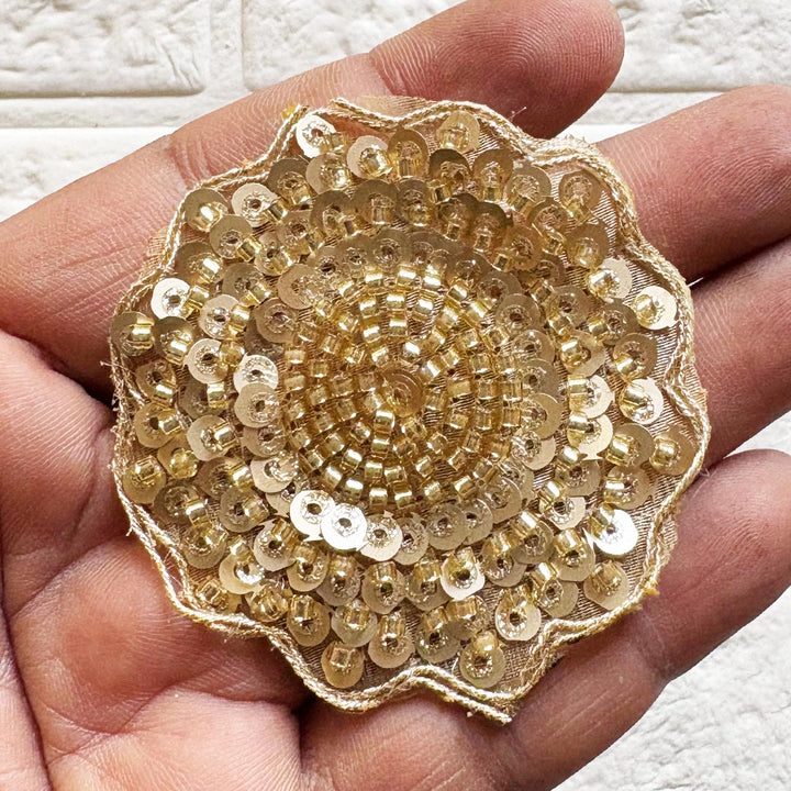 Round Floral Sequin Patch Pack of 10 for Saree, Blouse, Dupatta & DIY Art and Craft | Adikala Craft Store