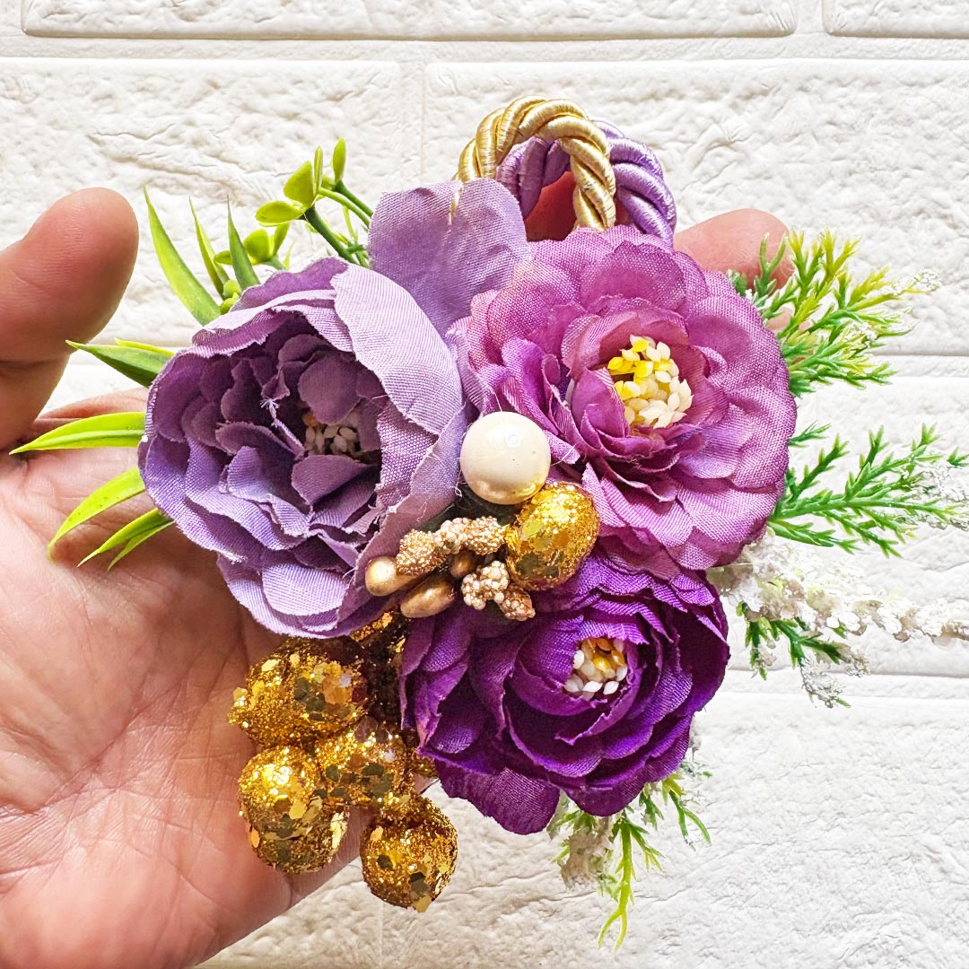 Rope Cord 3 Flower Bunch Pack Of 4 for Trousseau &amp; Gift Packaging, Wedding &amp; Festive Decoration