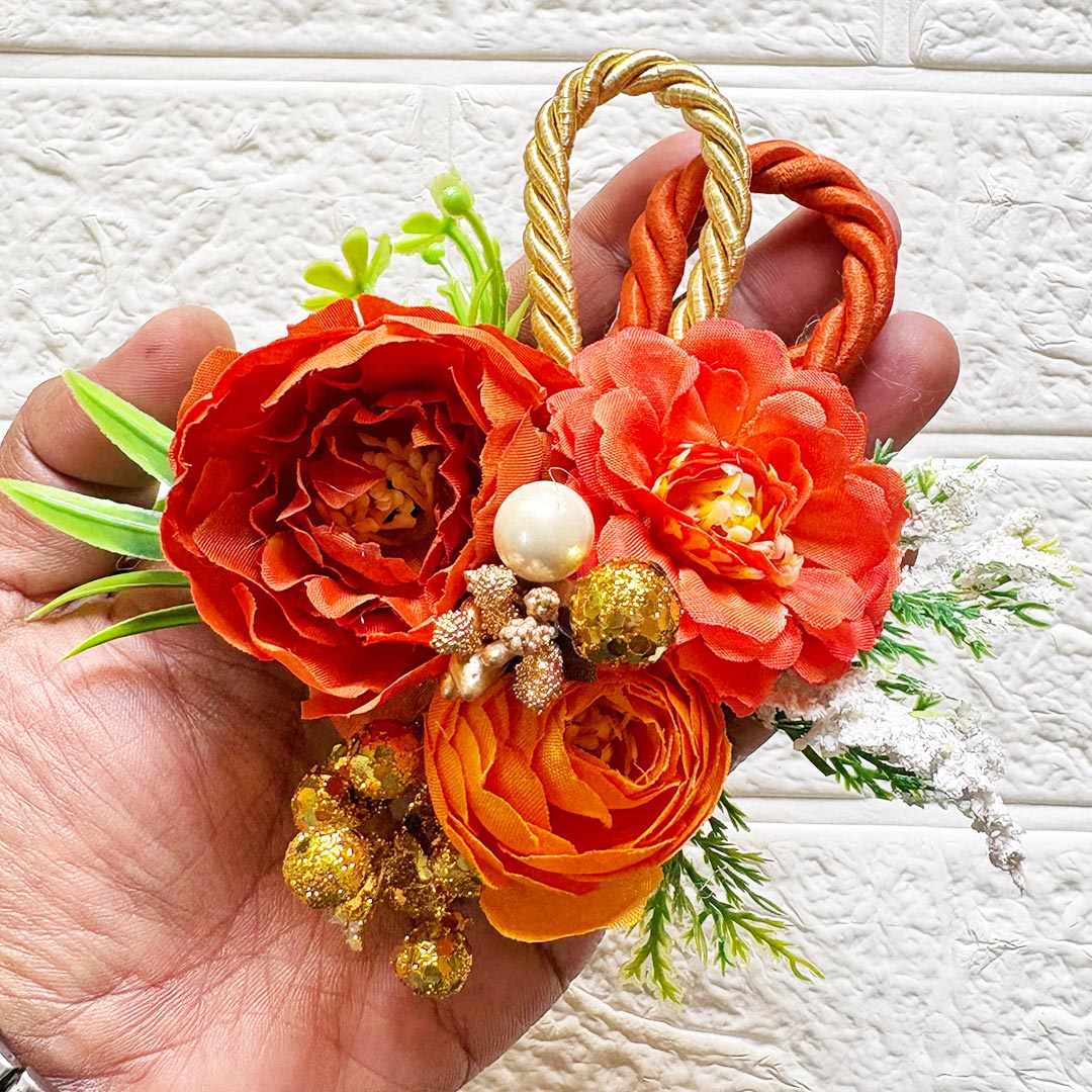 Rope Cord 3 Flower Bunch Pack Of 4 for Trousseau &amp; Gift Packaging, Wedding &amp; Festive Decoration