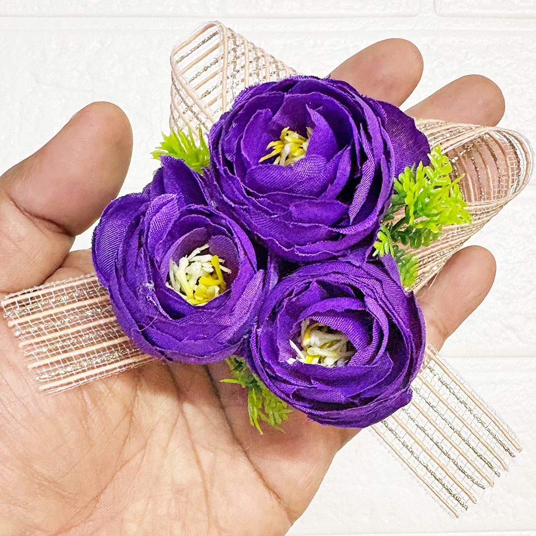 3 Peonies flower ribbon Bunch Pack of 6 for Trousseau &amp; Gift Packaging | Wedding &amp; Festive Décor