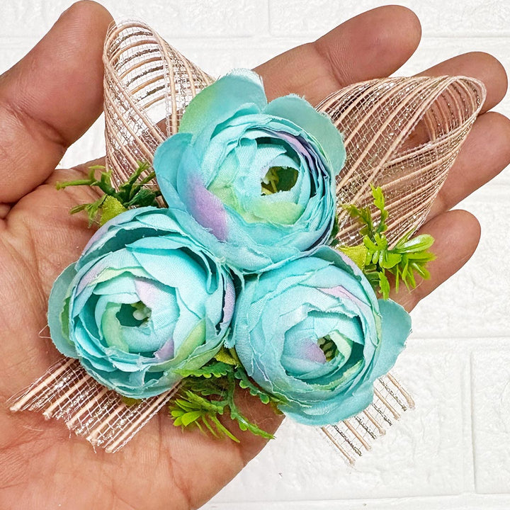 3 Peonies flower ribbon Bunch Pack of 6 for Trousseau &amp; Gift Packaging | Wedding &amp; Festive Décor