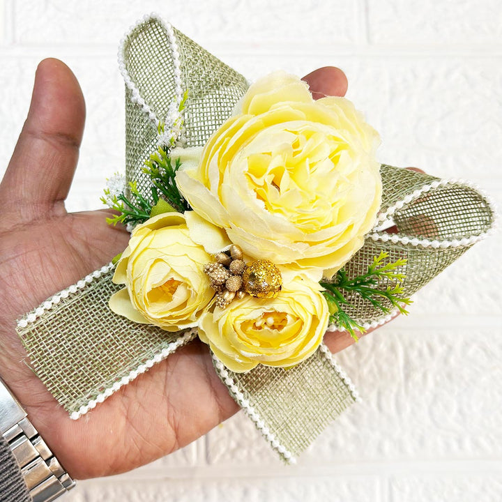 3Peonies Flower Beaded Jute Bunch pack of 4 for Trousseau, Gift Packing &amp; Festive Decor