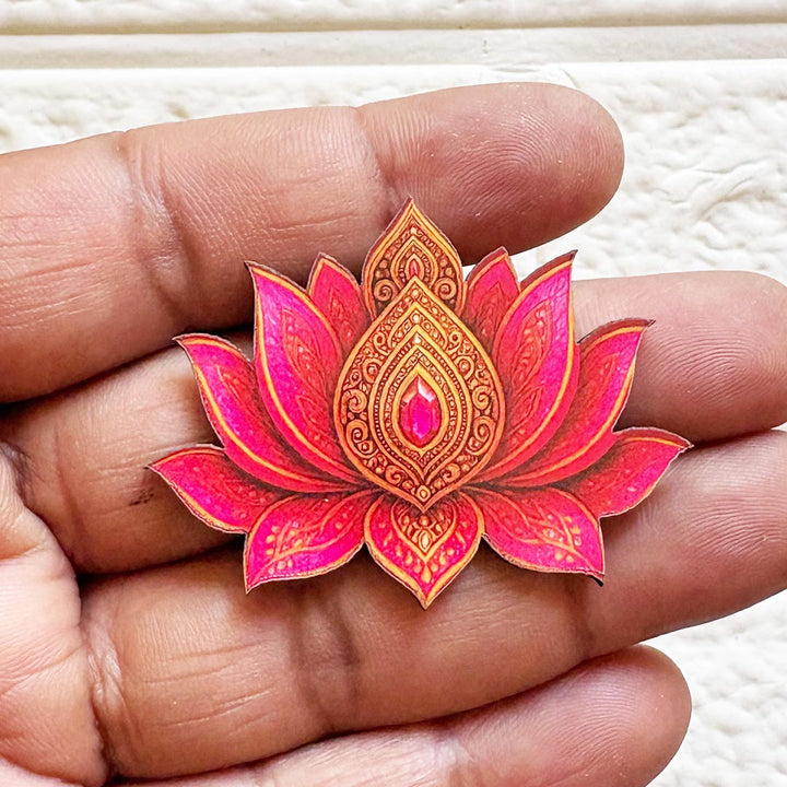 Golden &amp; Rani Lotus printed mdf Cutout Pack of 10 | DIY Decoration, Toran, Bandhanwar