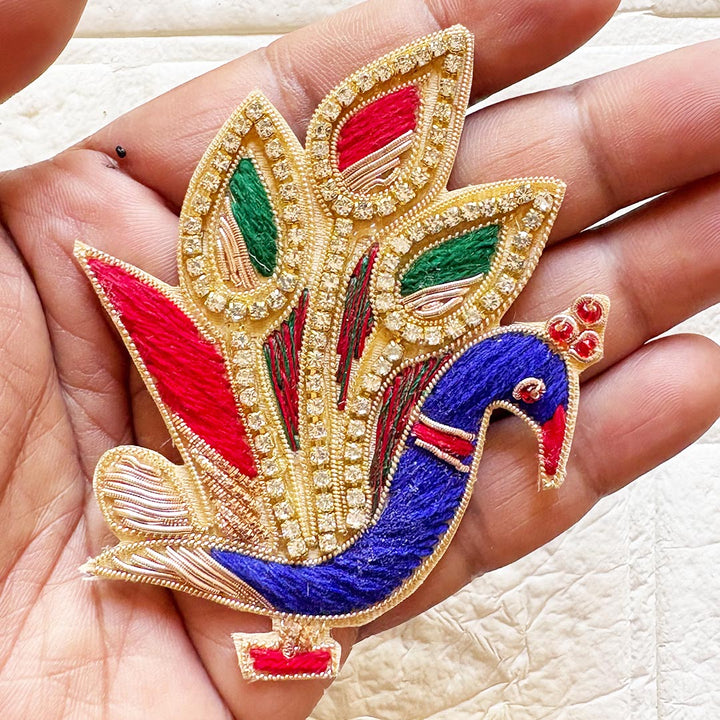 Nakshi Embroidery Peacock Applique Patch Pack of 4 | DIY Craft, Diwali Decoration, Fabric Embellishment