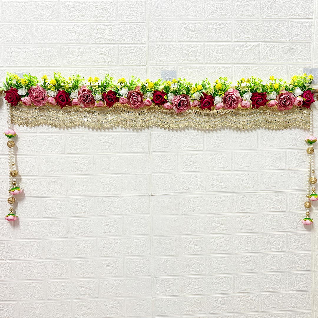Rose Floral Toran 40 Inch Door Hanging | Bandanwar for Home Entrance & Mandir Decoration