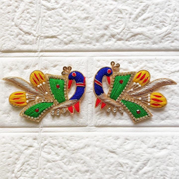 Nakshi Embroidery Peacock Applique Patch Pack of 4 | DIY Craft, Diwali Decoration, Fabric Embellishment