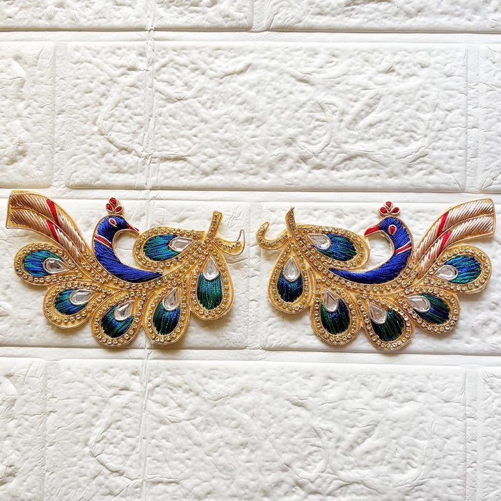 Nakshi Peacock Applique Patch Pack of 2 | Embroidery Patch for DIY, Diwali &amp; Fabric Decoration