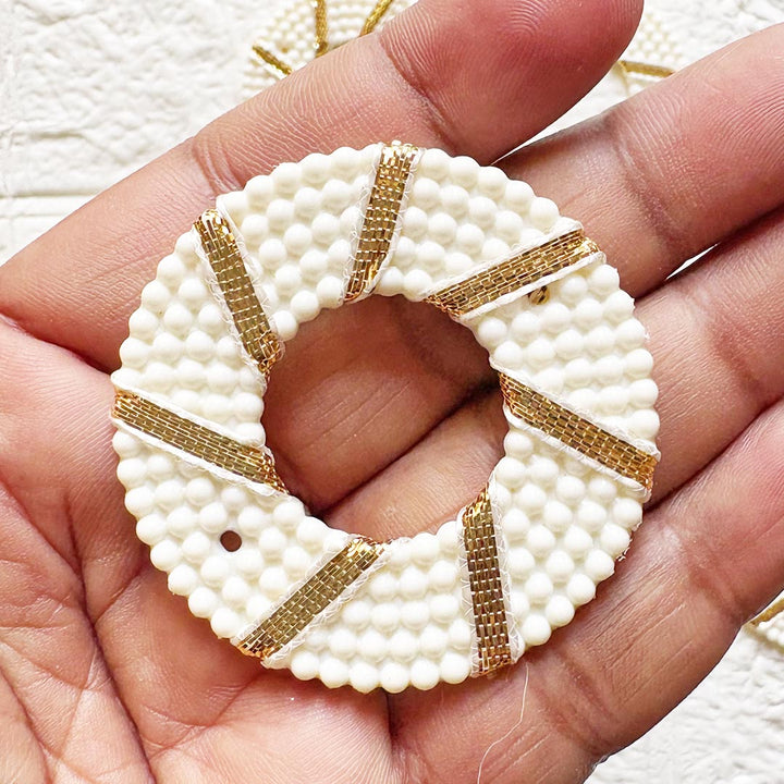White Beaded Ring Set of 10 | Perfect for Wedding &amp; Festive Decoration, DIY Art &amp; Crafts