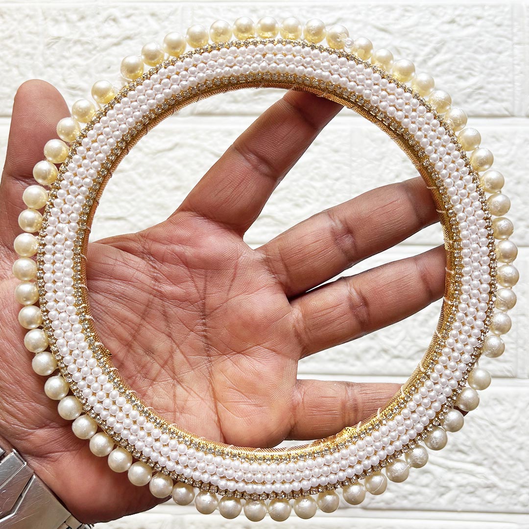 White Beaded Rhinestones chain Chakra Pack of 4 | for Wedding &amp; Festive Decoration, DIY Art &amp; Craft