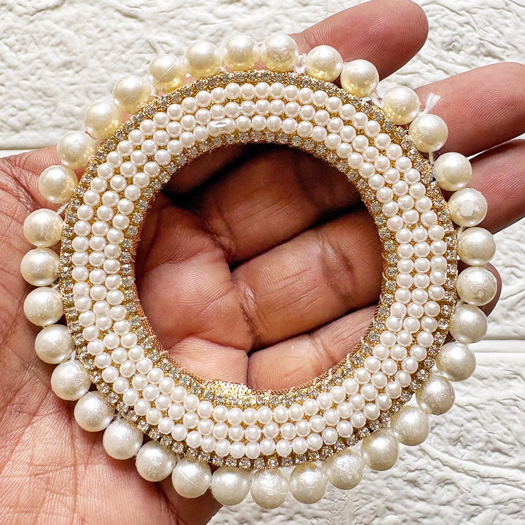 White Beaded Rhinestones chain Chakra Pack of 4 | for Wedding &amp; Festive Decoration, DIY Art &amp; Craft