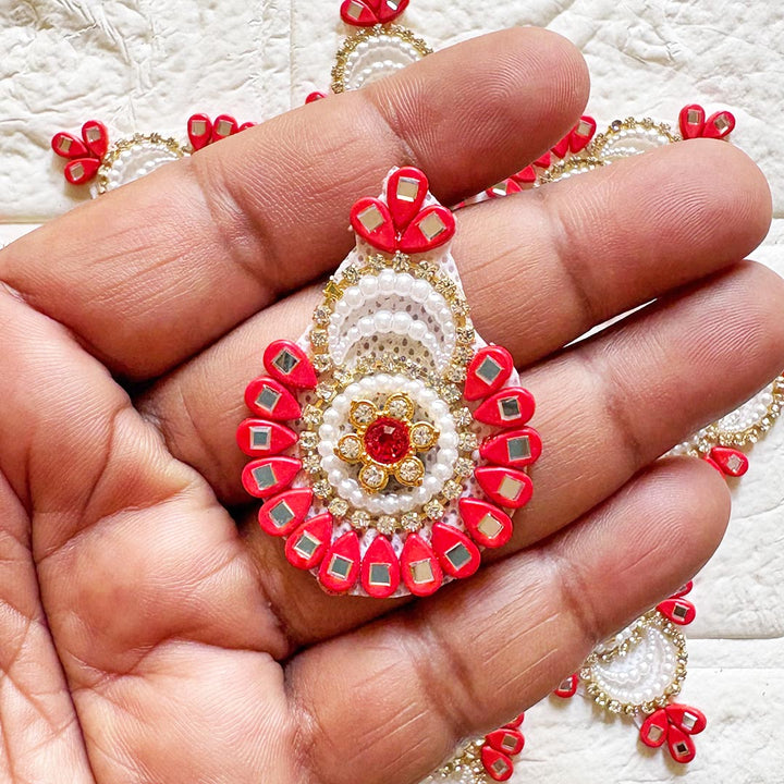 Beaded Rhinestone Mukut Shape Patch Pack of 10 for Laddu Gopal Dress | DIY Craft &amp; Decoration