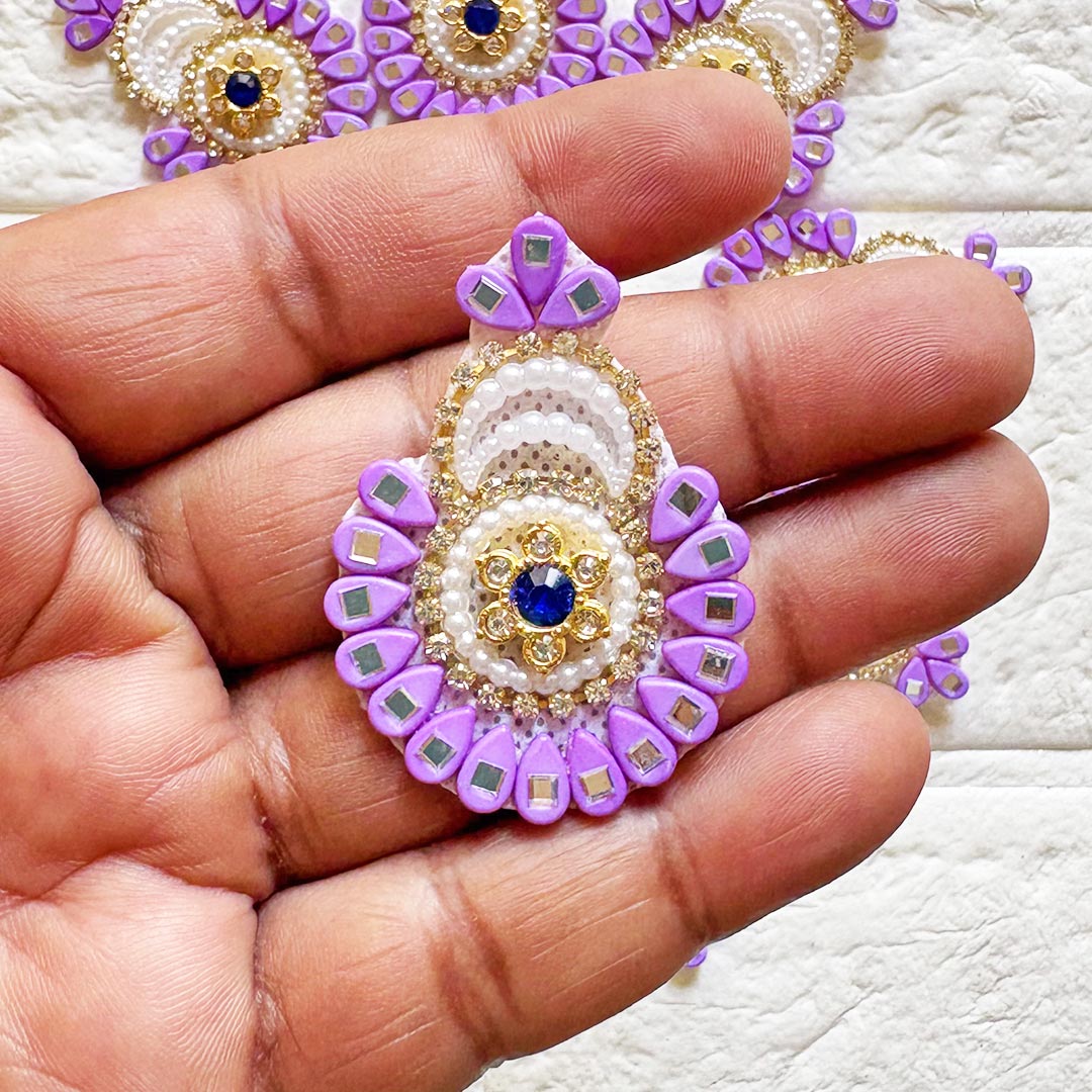 Beaded Rhinestone Mukut Shape Patch Pack of 10 for Laddu Gopal Dress | DIY Craft &amp; Decoration