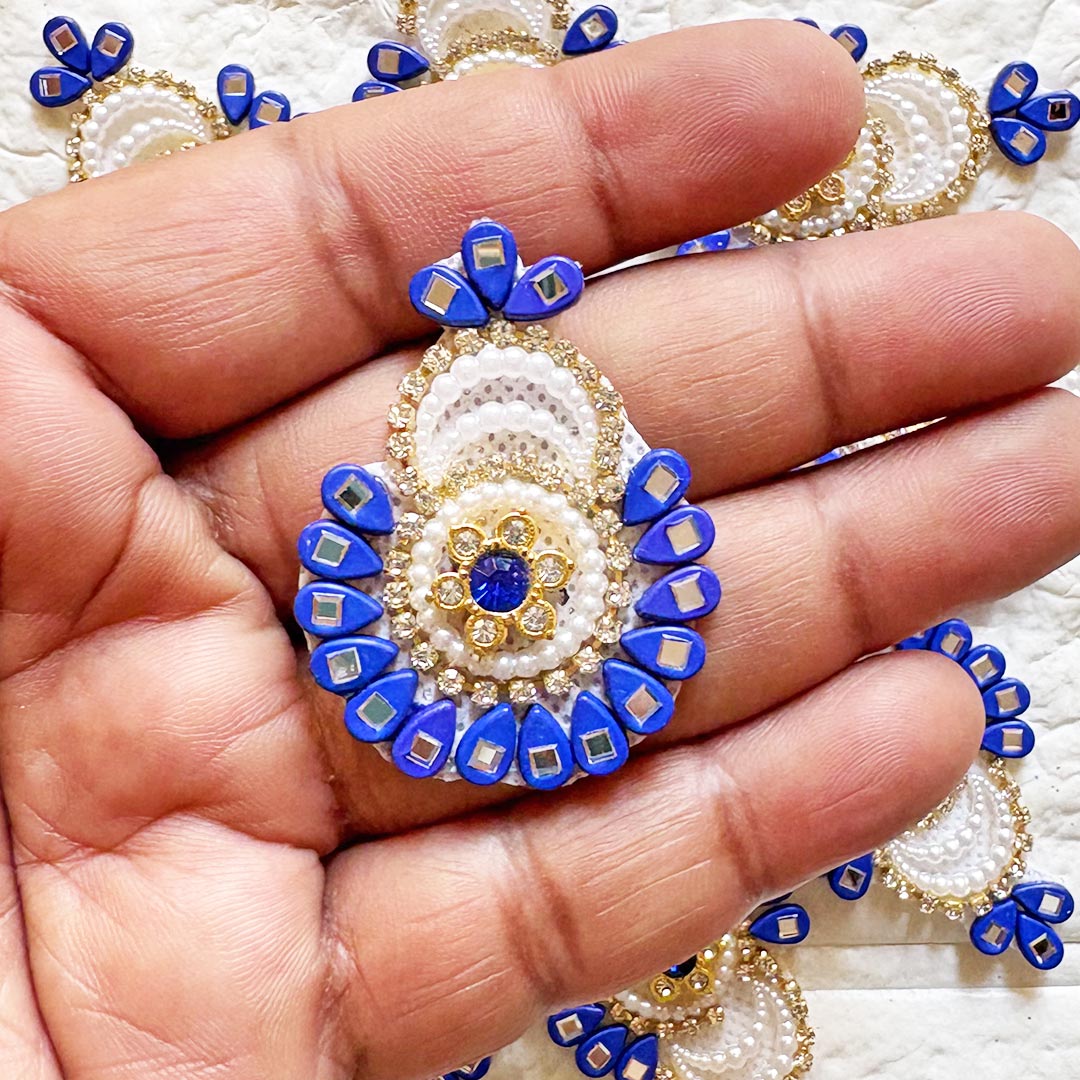 Beaded Rhinestone Mukut Shape Patch Pack of 10 for Laddu Gopal Dress | DIY Craft &amp; Decoration