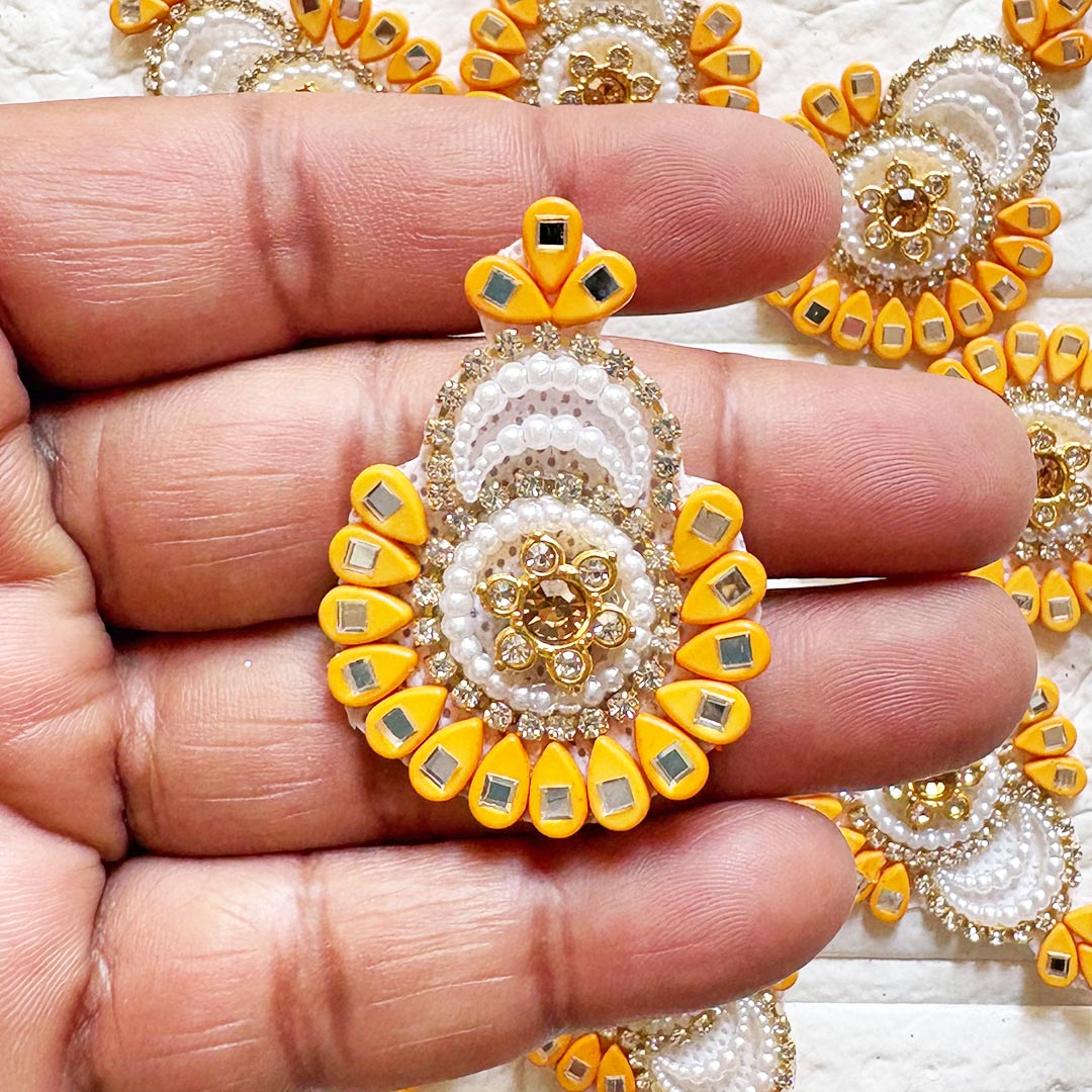 Beaded Rhinestone Mukut Shape Patch Pack of 10 for Laddu Gopal Dress | DIY Craft &amp; Decoration