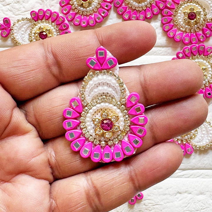 Beaded Rhinestone Mukut Shape Patch Pack of 10 for Laddu Gopal Dress | DIY Craft &amp; Decoration