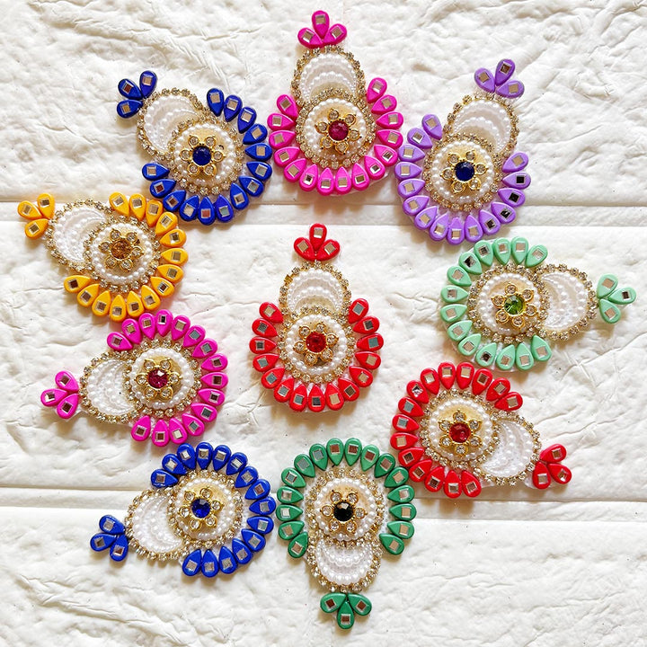 Beaded Rhinestone Mukut Shape Patch Pack of 10 for Laddu Gopal Dress | DIY Craft &amp; Decoration
