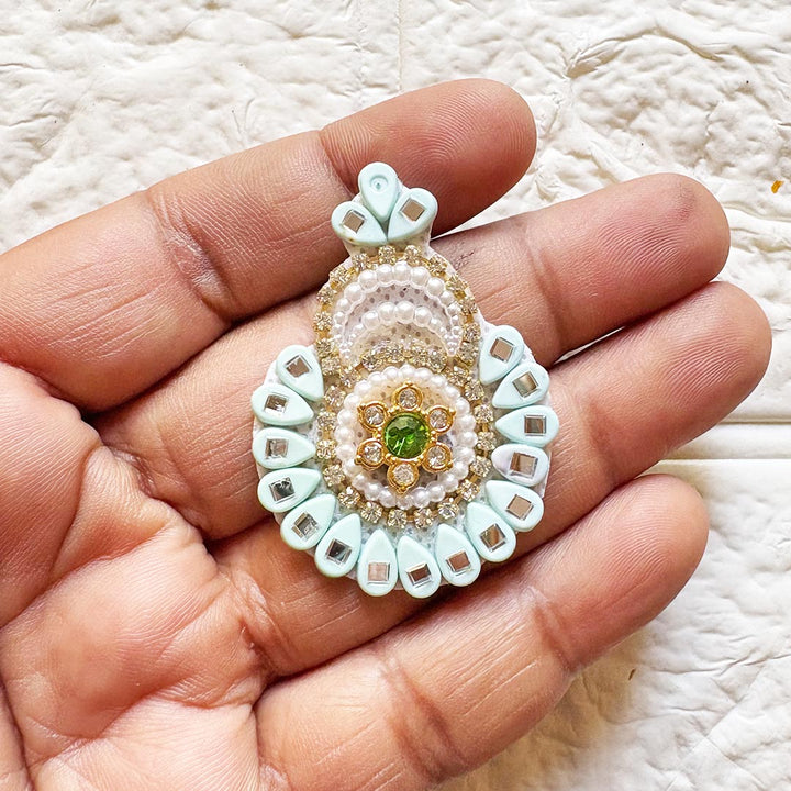Beaded Rhinestone Mukut Shape Patch Pack of 10 for Laddu Gopal Dress | DIY Craft &amp; Decoration