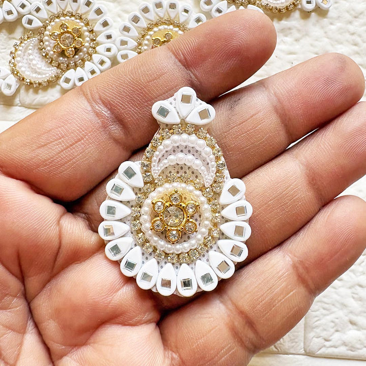 Beaded Rhinestone Mukut Shape Patch Pack of 10 for Laddu Gopal Dress | DIY Craft &amp; Decoration