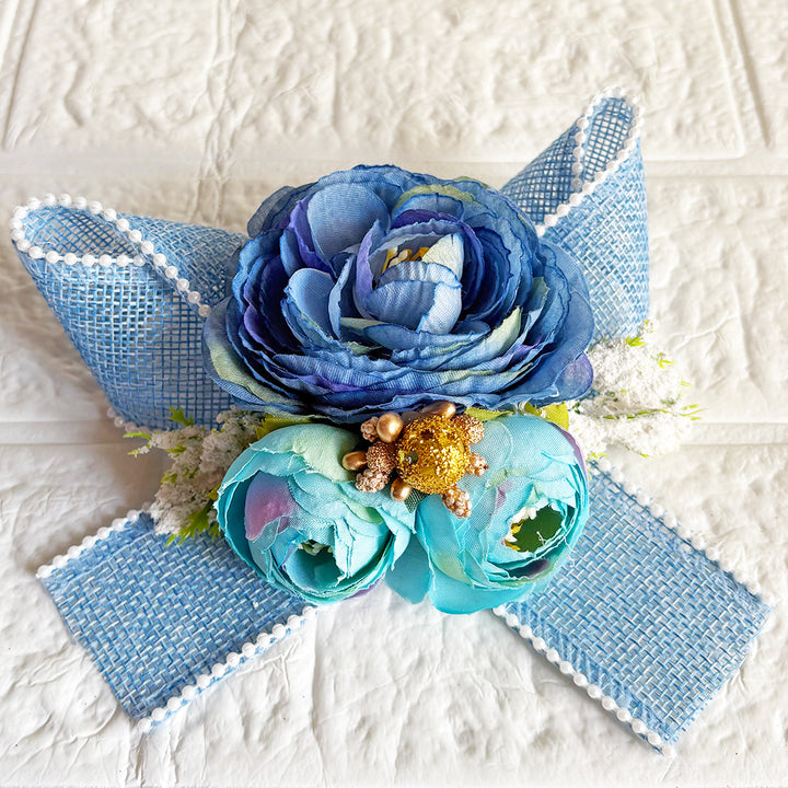 3Peonies Flower Beaded Jute Bunch pack of 4 for Trousseau, Gift Packing & Festive Decor