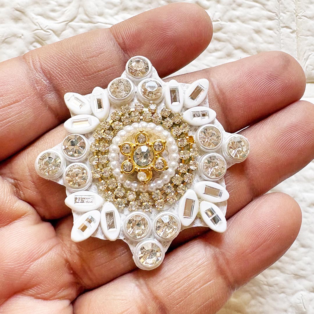 Beaded Rhinestone Square Patch Pack of 10 for Laddu Gopal Dress | DIY Craft &amp; Decoration