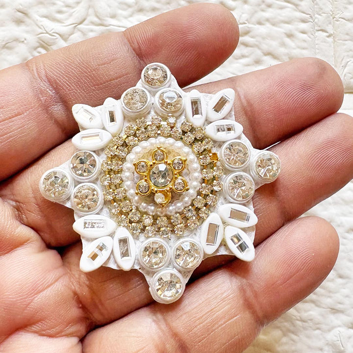 Beaded Rhinestone Square Patch Pack of 10 for Laddu Gopal Dress | DIY Craft &amp; Decoration