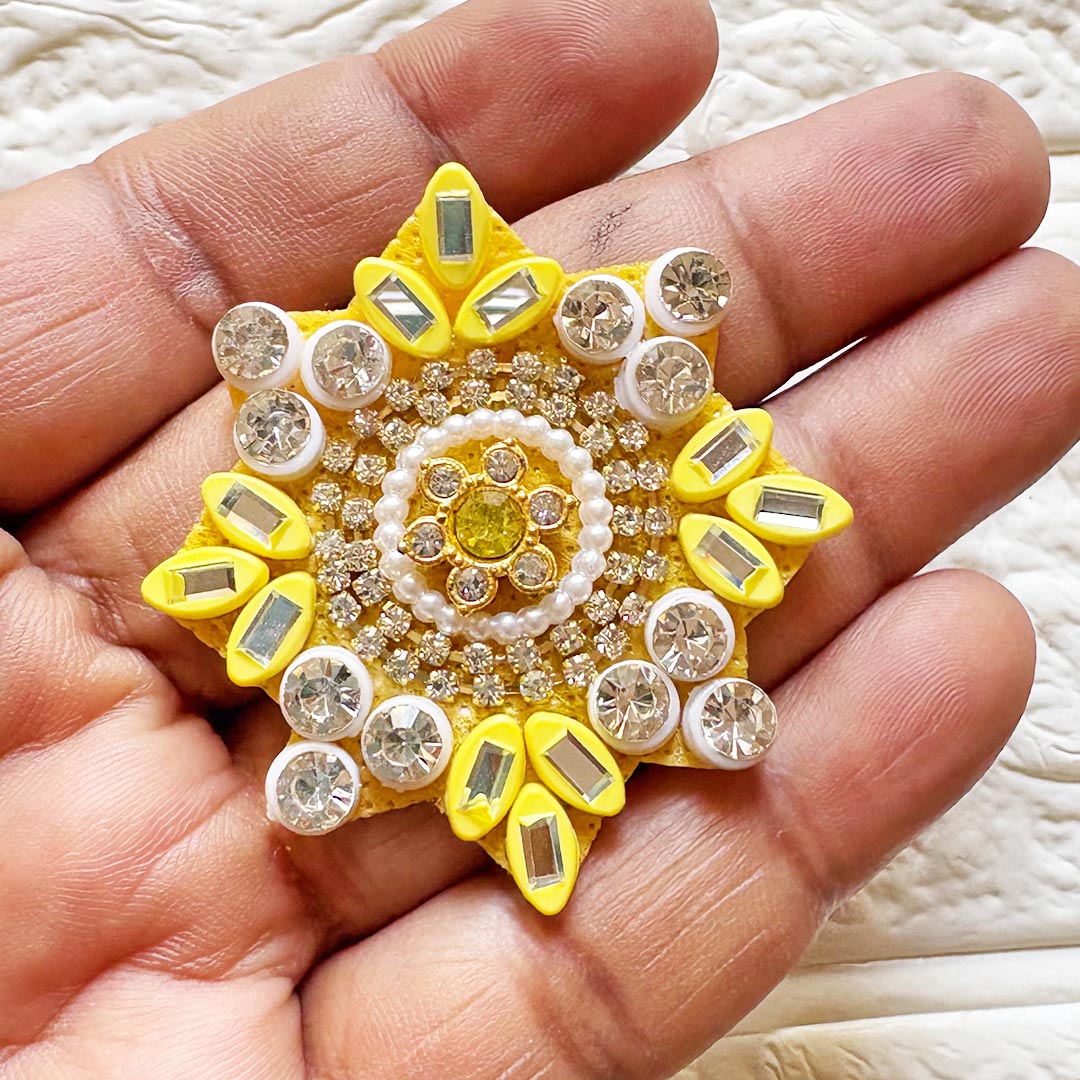Beaded Rhinestone Square Patch Pack of 10 for Laddu Gopal Dress | DIY Craft &amp; Decoration