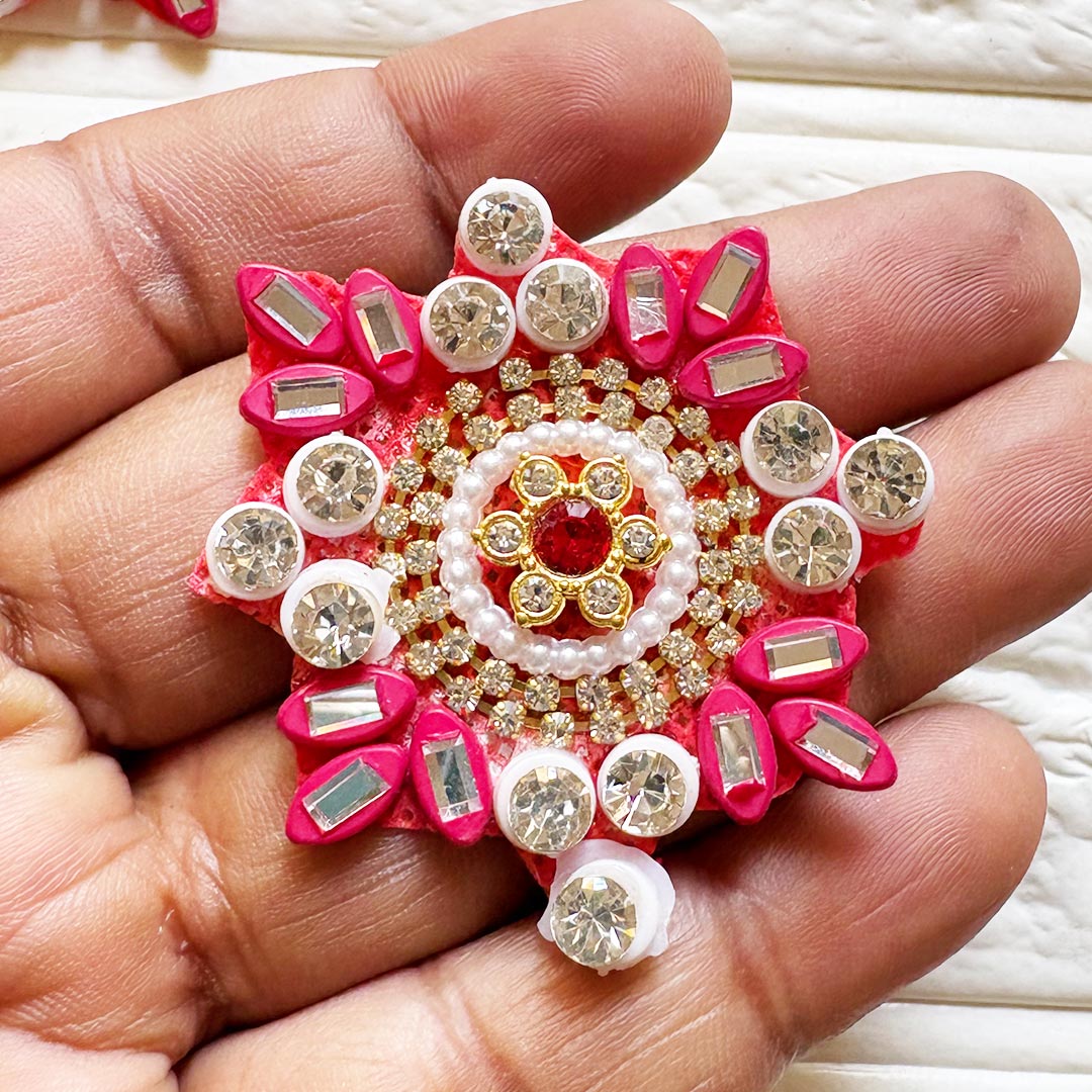 Beaded Rhinestone Square Patch Pack of 10 for Laddu Gopal Dress | DIY Craft &amp; Decoration