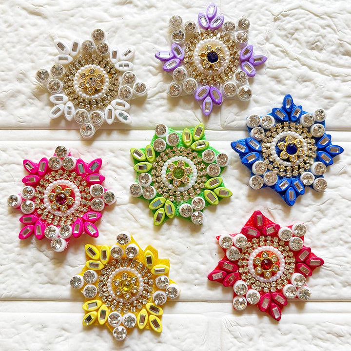 Beaded Rhinestone Square Patch Pack of 10 for Laddu Gopal Dress | DIY Craft &amp; Decoration