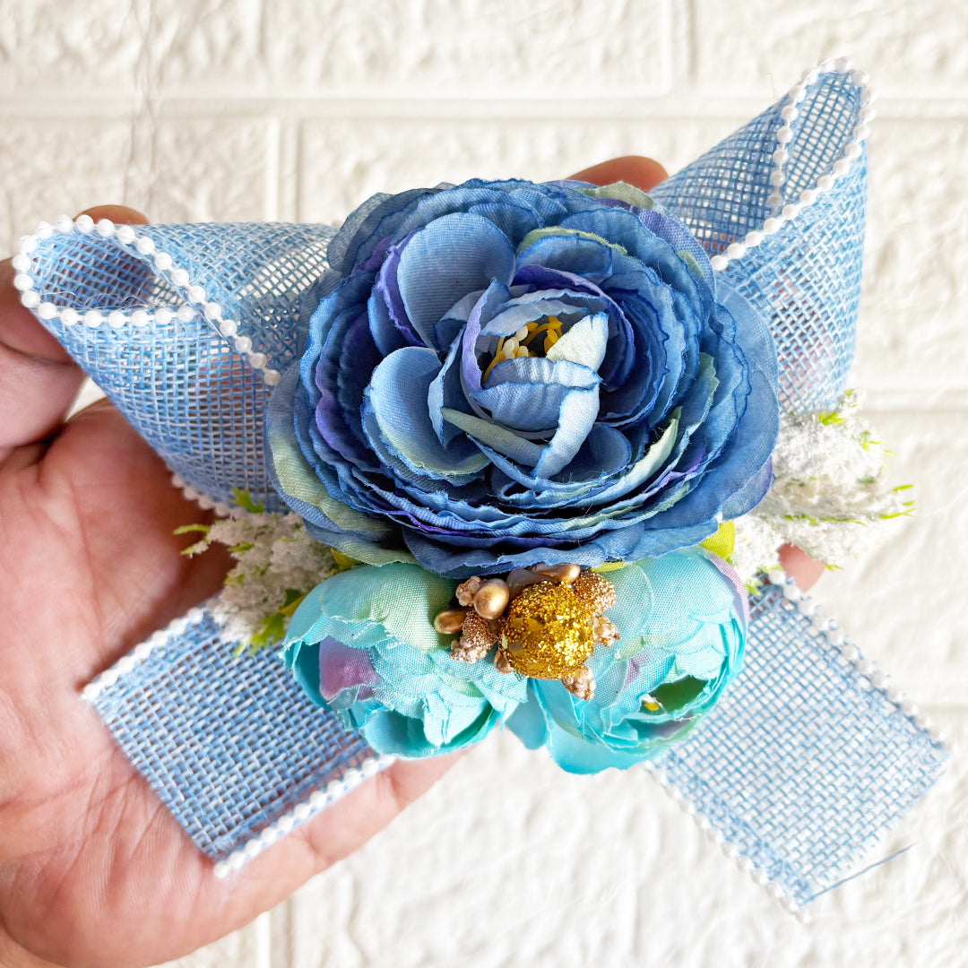 3Peonies Flower Beaded Jute Bunch pack of 4 for Trousseau, Gift Packing & Festive Decor