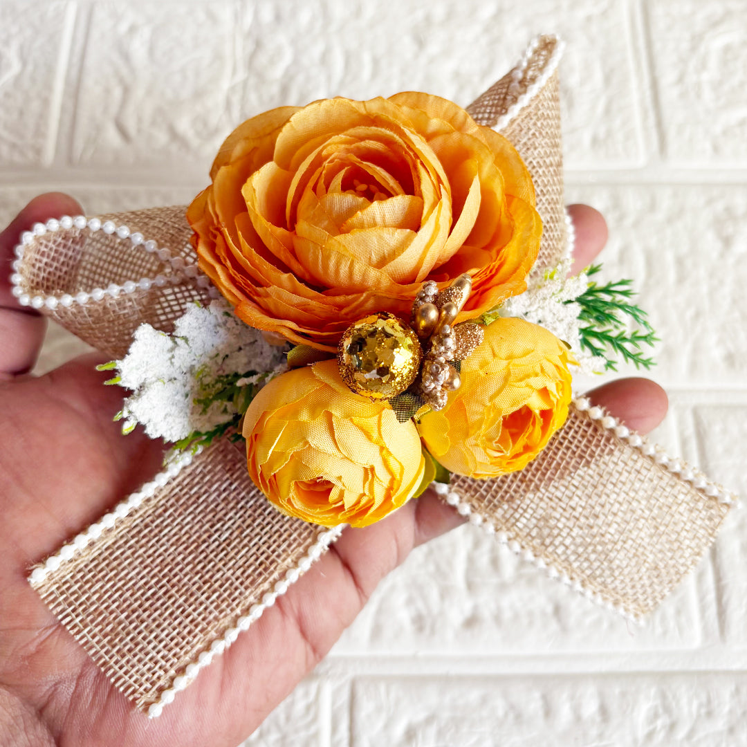 3Peonies Flower Beaded Jute Bunch pack of 4 for Trousseau, Gift Packing & Festive Decor