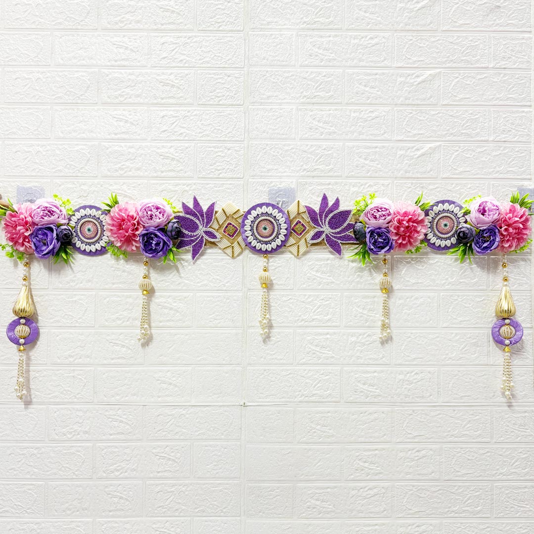 Purple Floral Toran 40 Inch Door Hanging | Bandanwar for Home Entrance &amp; Mandir Decoration | Adikala