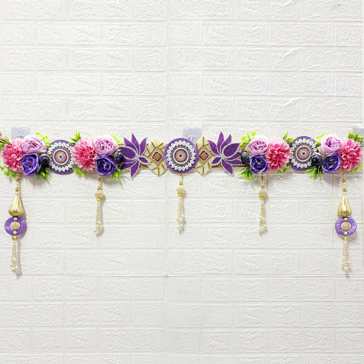 Purple Floral Toran 40 Inch Door Hanging | Bandanwar for Home Entrance &amp; Mandir Decoration | Adikala