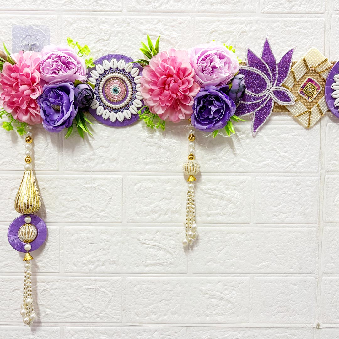 Purple Floral Toran 40 Inch Door Hanging | Bandanwar for Home Entrance &amp; Mandir Decoration | Adikala