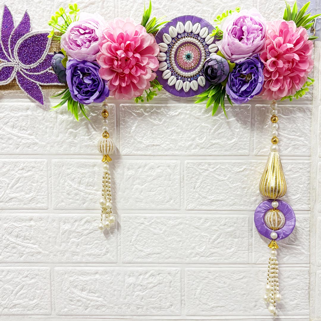 Purple Floral Toran 40 Inch Door Hanging | Bandanwar for Home Entrance &amp; Mandir Decoration | Adikala