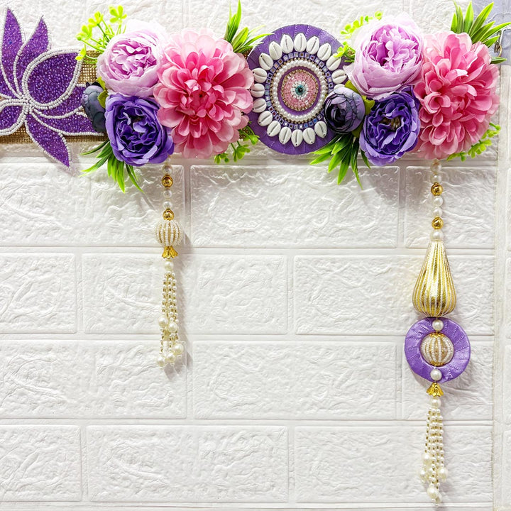Purple Floral Toran 40 Inch Door Hanging | Bandanwar for Home Entrance &amp; Mandir Decoration | Adikala