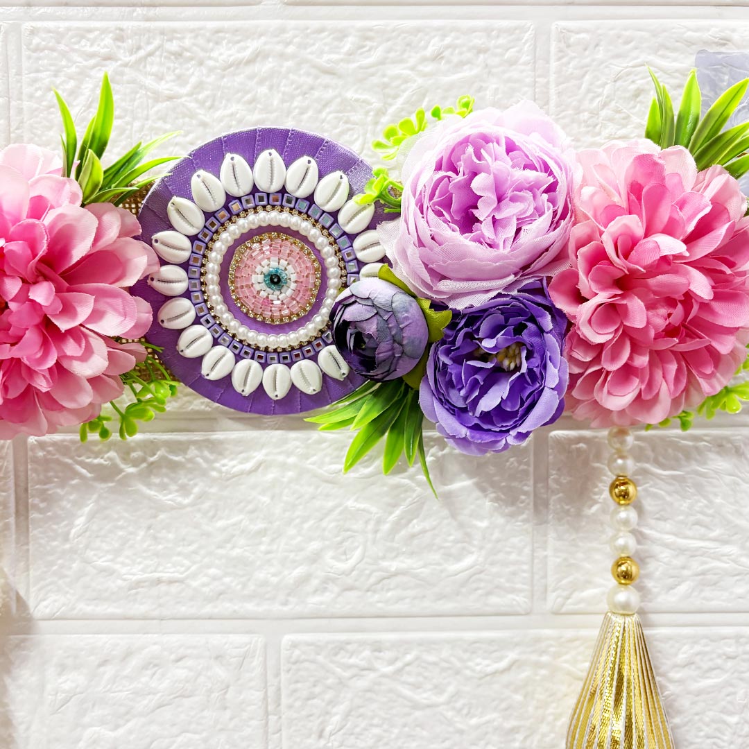 Purple Floral Toran 40 Inch Door Hanging | Bandanwar for Home Entrance &amp; Mandir Decoration | Adikala