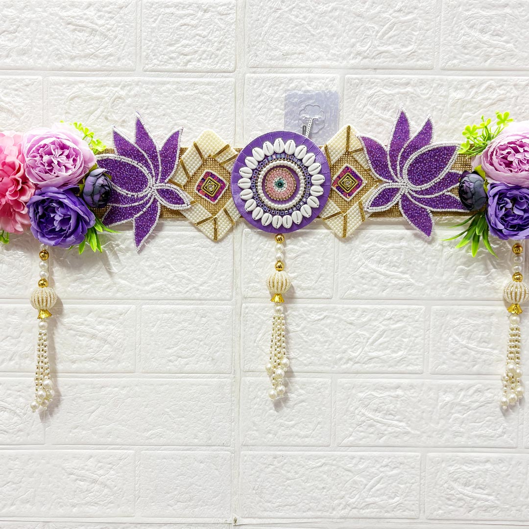 Purple Floral Toran 40 Inch Door Hanging | Bandanwar for Home Entrance &amp; Mandir Decoration | Adikala
