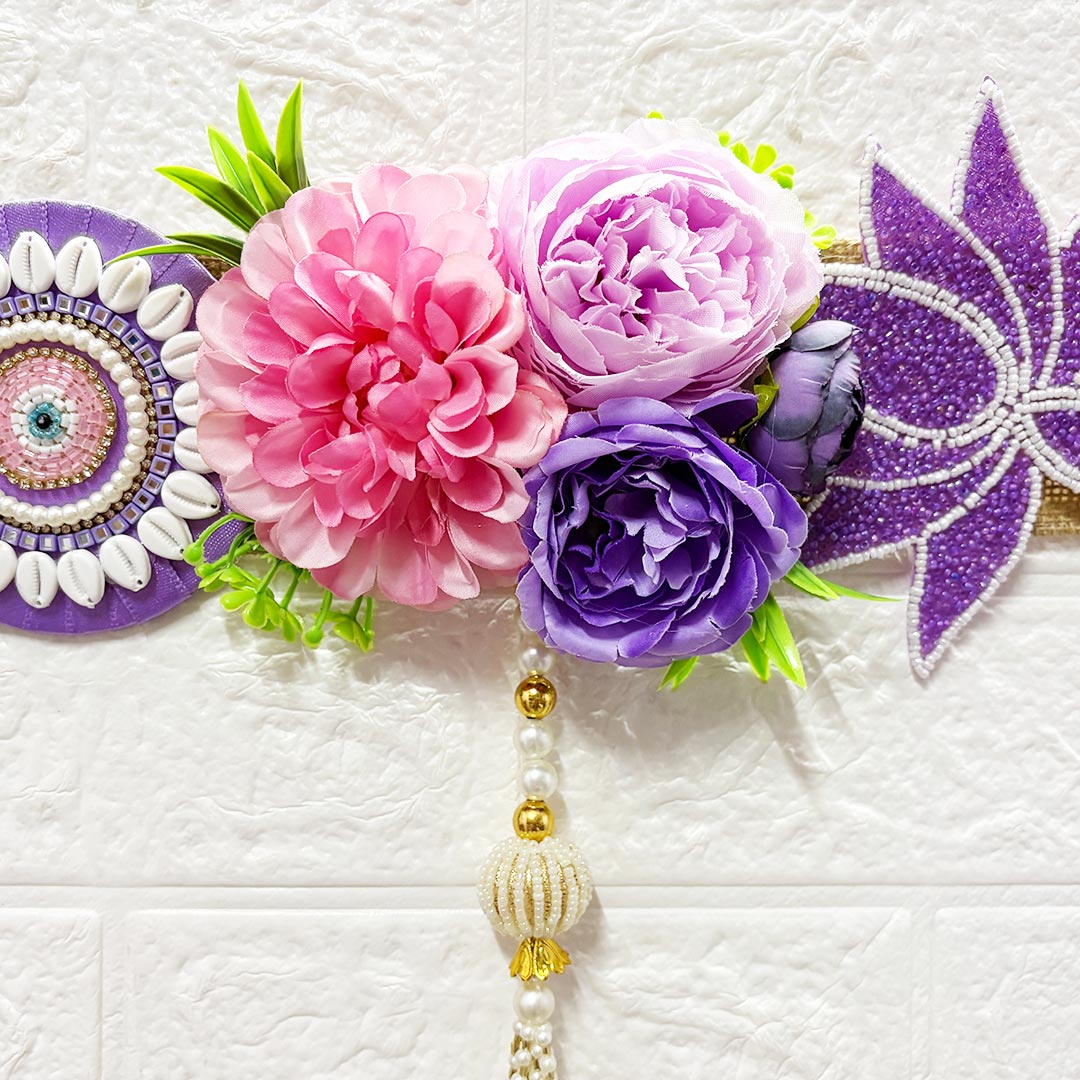 Purple Floral Toran 40 Inch Door Hanging | Bandanwar for Home Entrance &amp; Mandir Decoration | Adikala