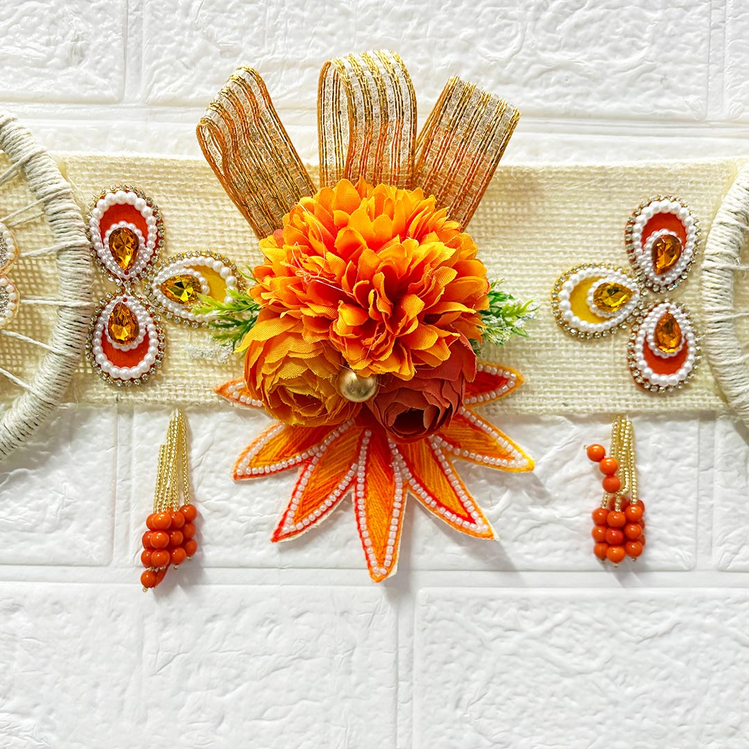 Orange Floral Toran 40 Inch Door Hanging | Bandanwar for Home Entrance &amp; Mandir Decoration | Adikala