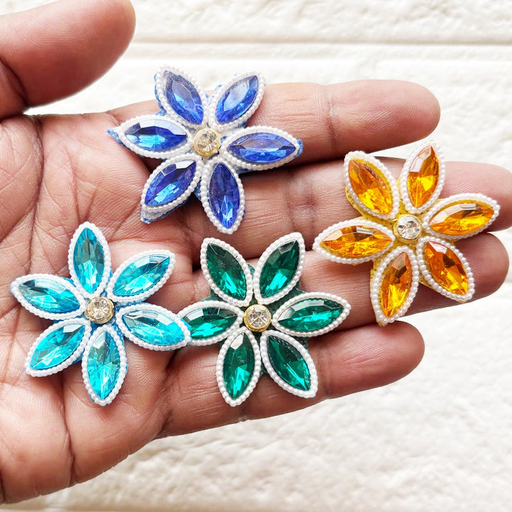 Rhinestone Star Shape Patch Pack of 10 for Laddu Gopal Dress | DIY Craft Decoration | Adikala