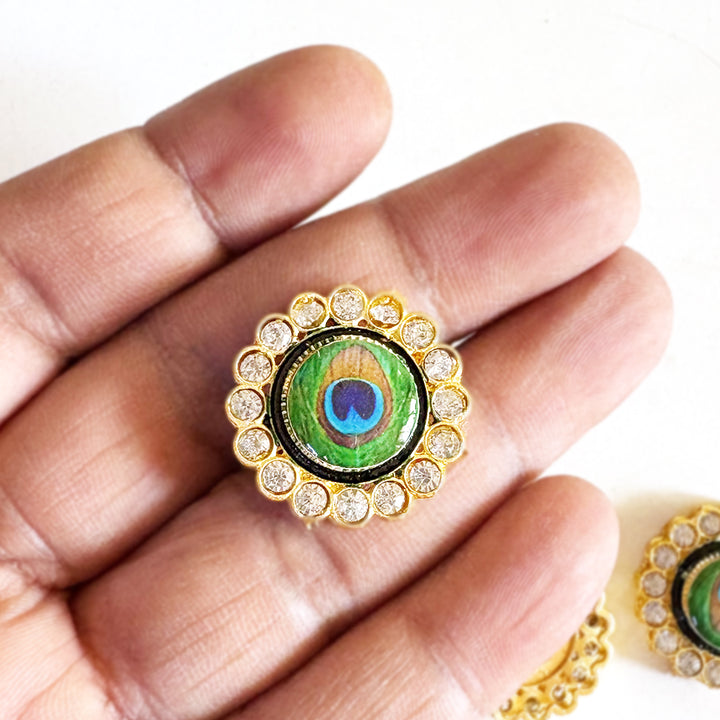 Green Feather Kundan Connector Pack of 10 for Laddu Gopal Necklace | Adikala