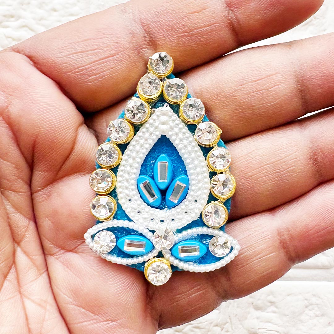 Beaded Rhinestone Pan Shape Patch Pack of 10 for Laddu Gopal Dress | DIY Craft &amp; Decoration | Adikala