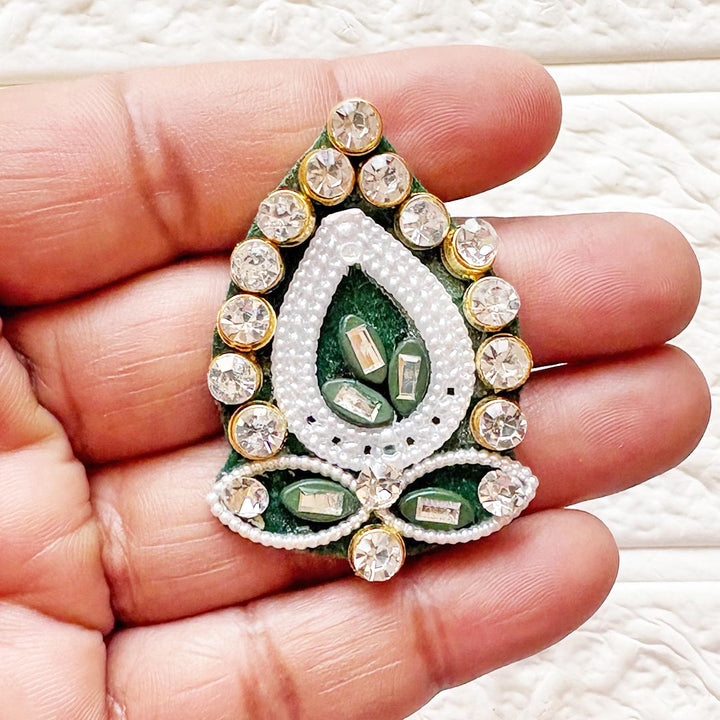 Beaded Rhinestone Pan Shape Patch Pack of 10 for Laddu Gopal Dress | DIY Craft &amp; Decoration | Adikala