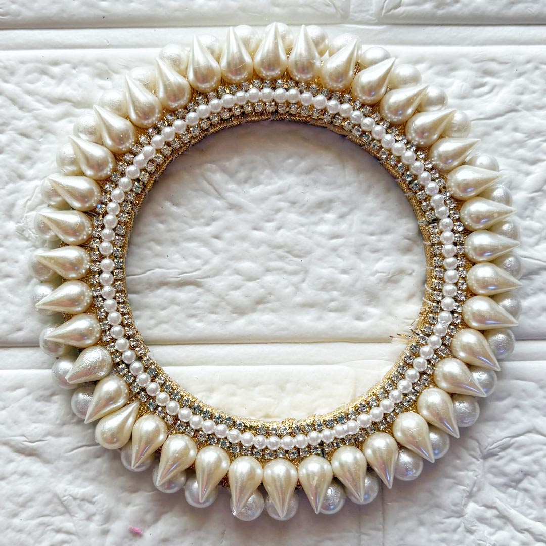 White Drop Beads Rhinestones Double chain Chakra Pack of 4 | for Wedding &amp; Festive Decoration, DIY Art &amp; Craft | 4 INCH