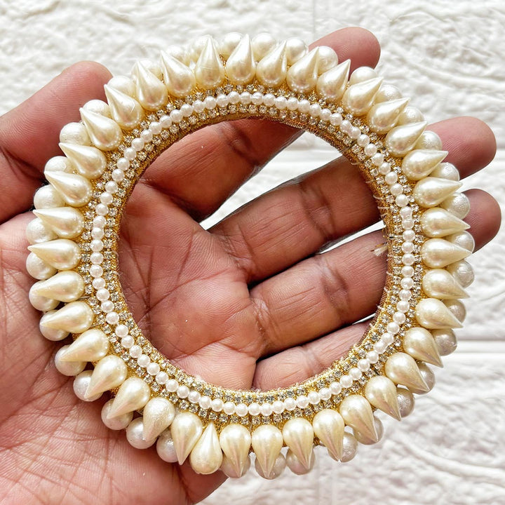 White Drop Beads Rhinestones Double chain Chakra Pack of 4 | for Wedding &amp; Festive Decoration, DIY Art &amp; Craft | 4 INCH