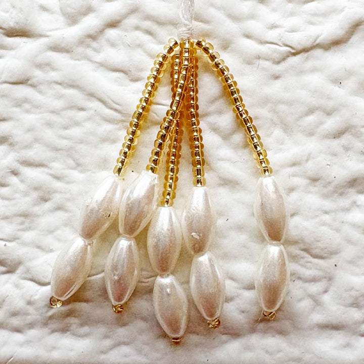 White Drop &amp; Small White Beads Tassel Pack of 10 for DIY Art &amp; Craft Decoration | Adikala